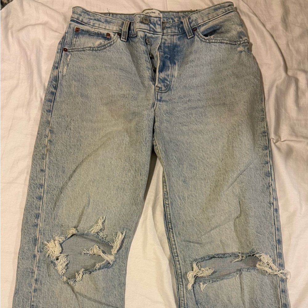 Abercrombie & Fitch Light Blue Distressed Jeans